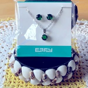 💚 EFFY GREEN STONE  NECKLACE AND EARRINGS 💚 NWOT 💚